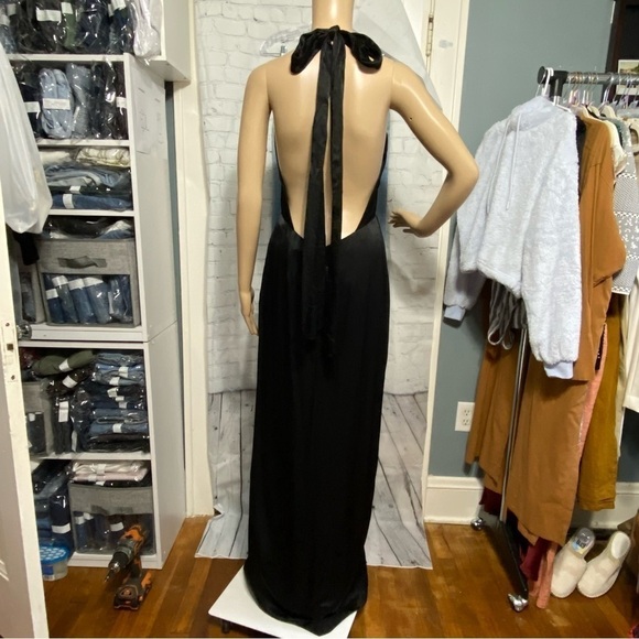 Allen Swartz NWT black evening, party, dinner gown open back high split sz 6 - Picture 10 of 14